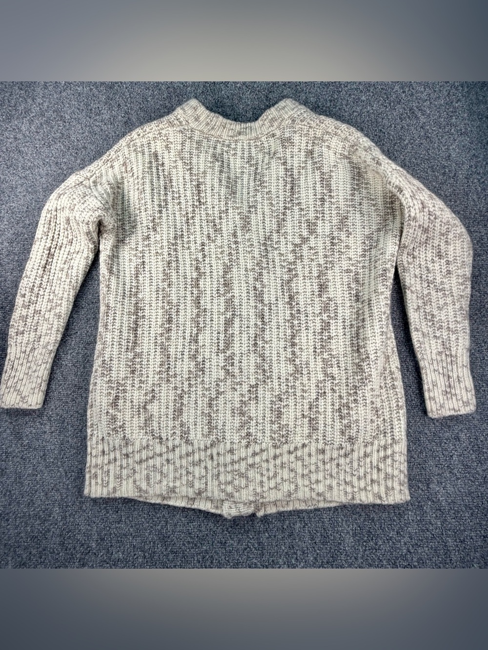 Madewell Chunky Wool Blend Knit Cardigan in Cream and Tan Heather - Picture 11 of 11